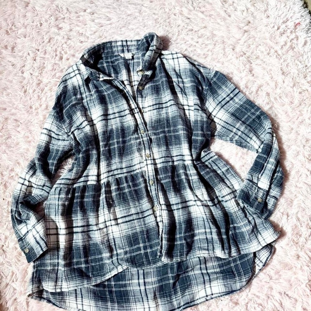 American Eagle Plaid Oversized Rustic Cowgirl Tunic Womens S Southern‎ Classic